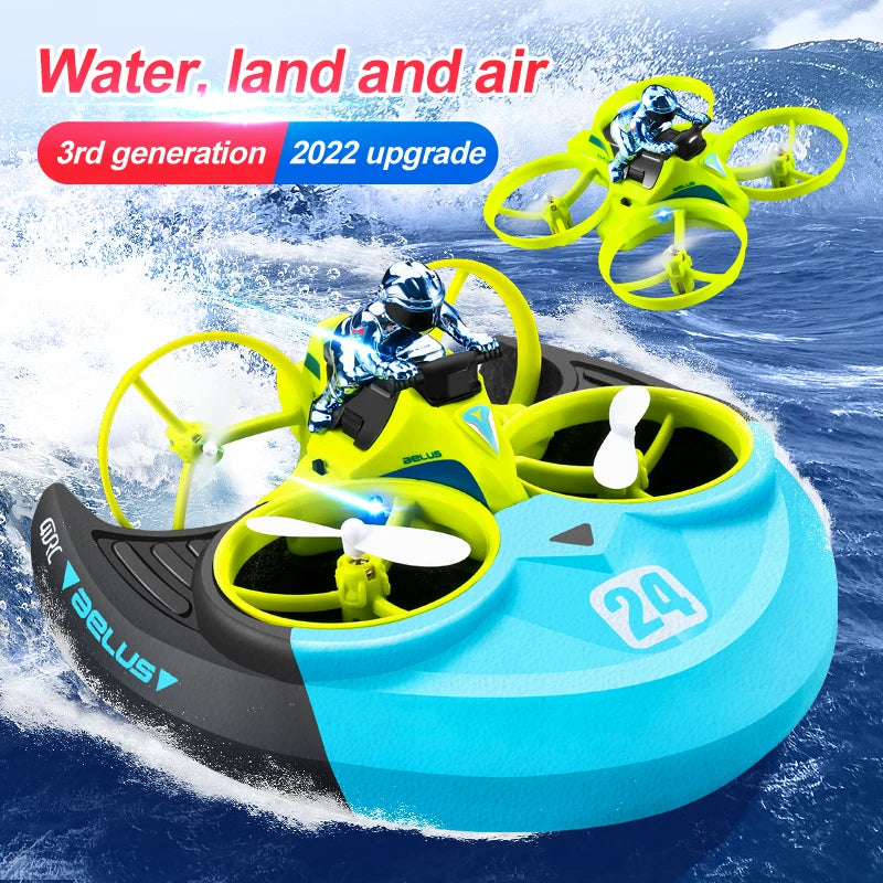 V24 RC Mini Drone 3 in 1 Sea Land Air Flight Altitude Hold Mode 2.4G Quadcopter Boat RC Helicopter For Kid