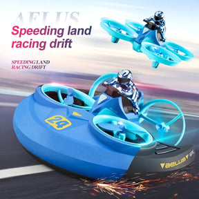 V24 RC Mini Drone 3 in 1 Sea Land Air Flight Altitude Hold Mode 2.4G Quadcopter Boat RC Helicopter For Kid