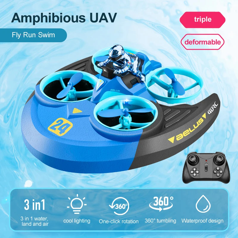 V24 RC Mini Drone 3 in 1 Sea Land Air Flight Altitude Hold Mode 2.4G Quadcopter Boat RC Helicopter For Kid